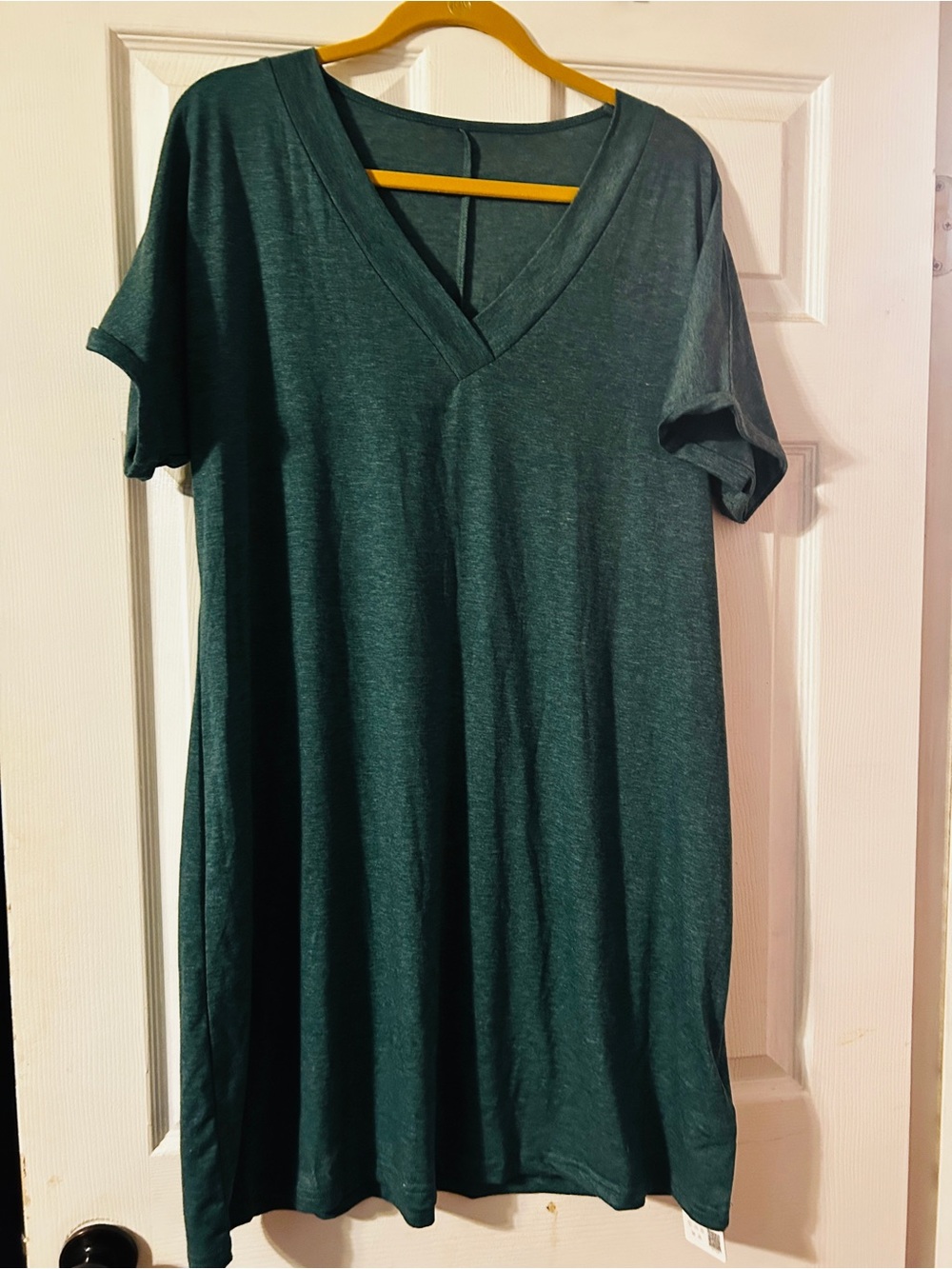 Women's Forest Green V-Neck Casual Dress